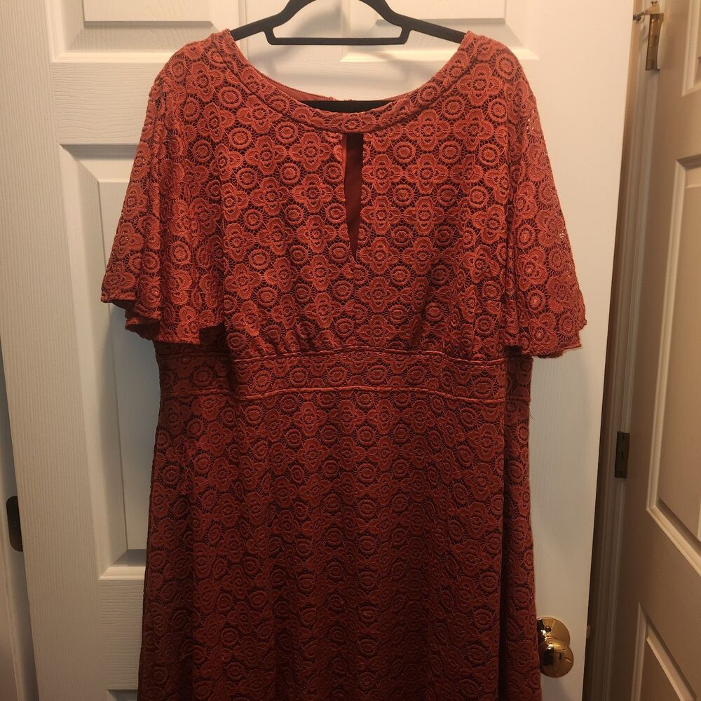 Kiyonna Dress Womens 3X Middeton Lace Floral Spandex Knee Length Lined Plus - Picture 3 of 7